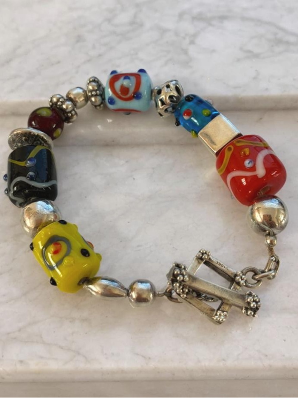 Silpada Colorful Glass Bead Bracelet B0871. 7 1/4 inches